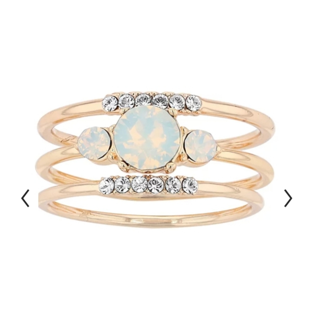 💍 Brilliance New Crystal Stack Ring Set, Gold-Tone, size 7   💍